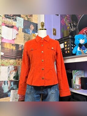 Orange Corduroy Snap Jacket